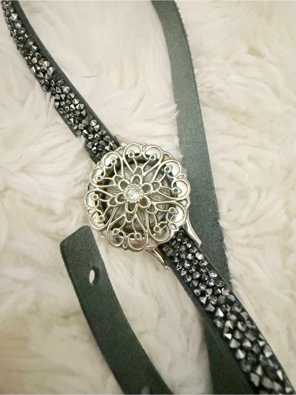 Origami Owl Grey and Silver Crystal Diffuser Bracelet